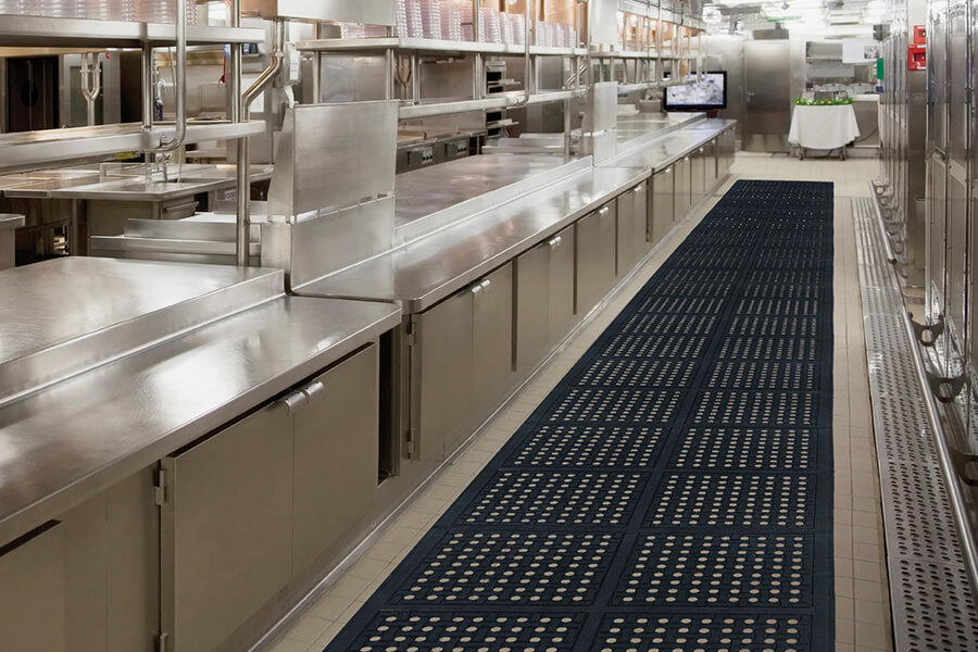 linkable mat in an industrial kitchen