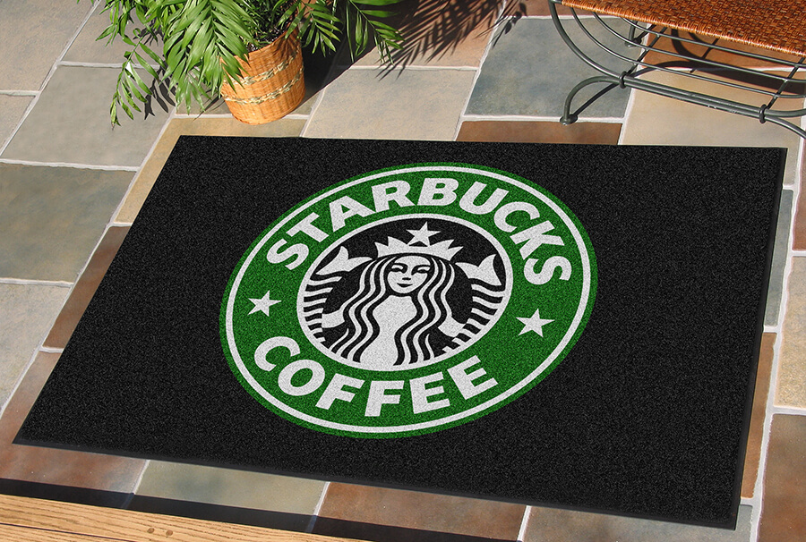 floor mat featuring the Starbucks logo
