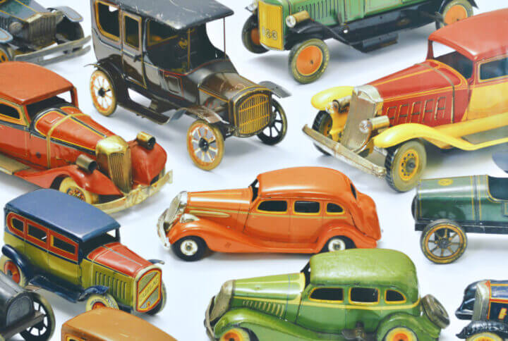 closeup of a group of toy cars